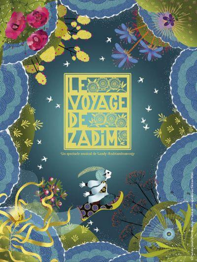 Une illustration de Charlotte Gastaut pour la publication de l'album... Zadim s'envole sur son tapis volant , à la recherche des fleurs du monde